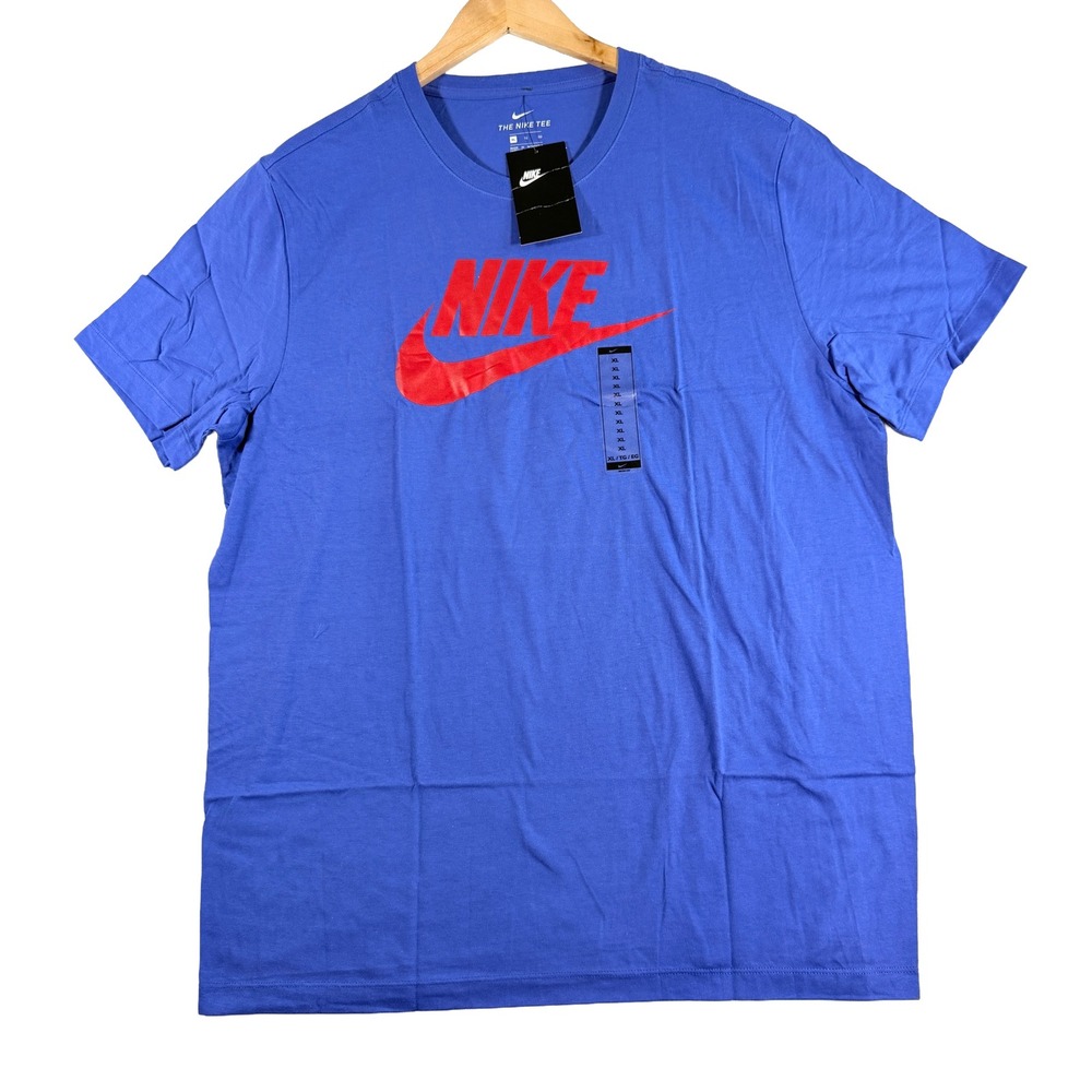Nike Men Sportswear Icon Futura Graphic T-Shirt Blue Red Logo XL BV0622-430